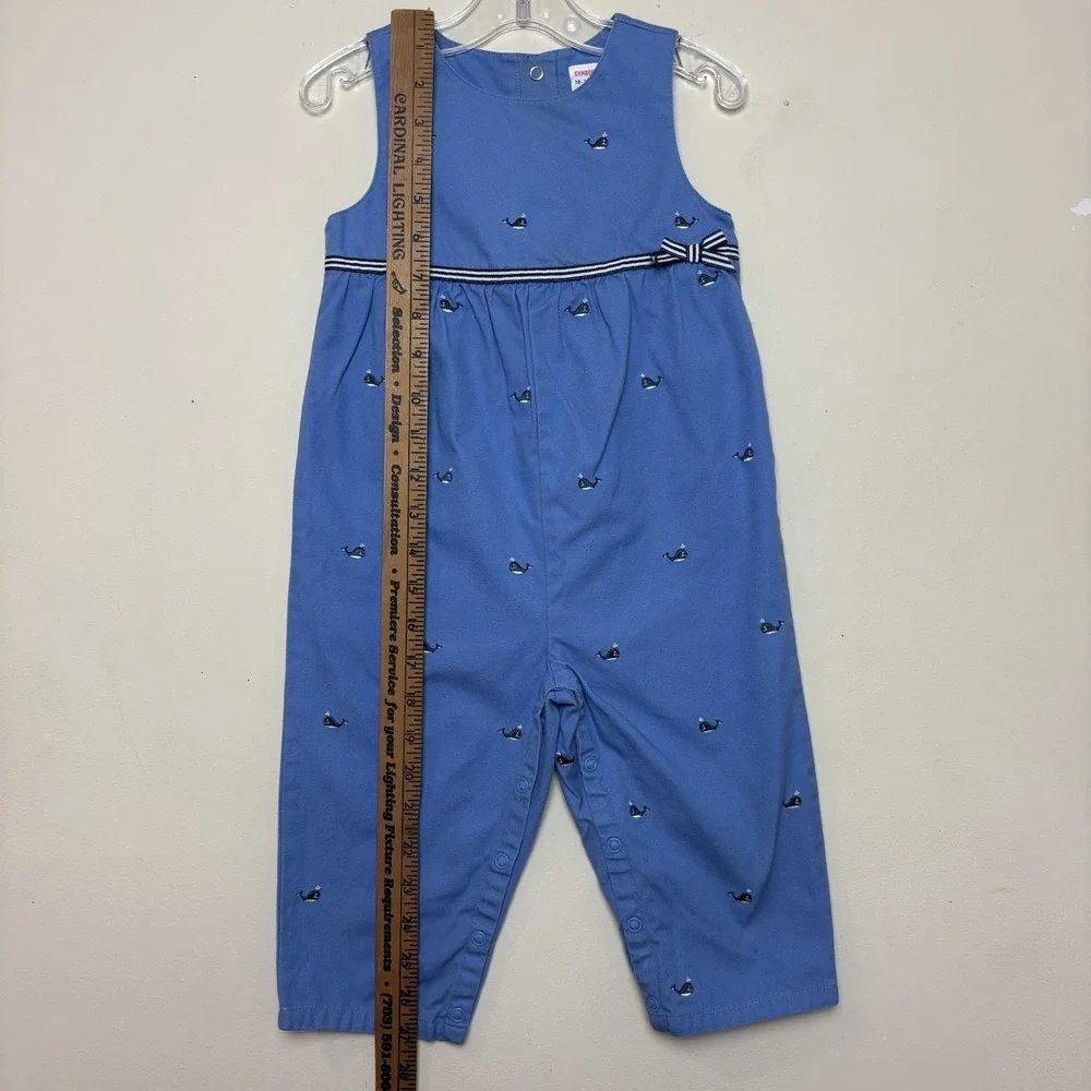 Gymboree Whale Watching Girls 18-24 M Blue Overall Romper Embroidered